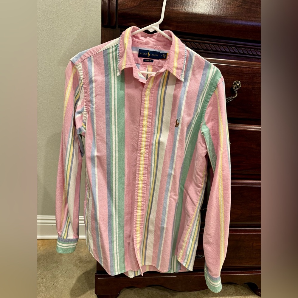 Ralph Lauren Pastel Multi-Color Striped Button-Down Shirt